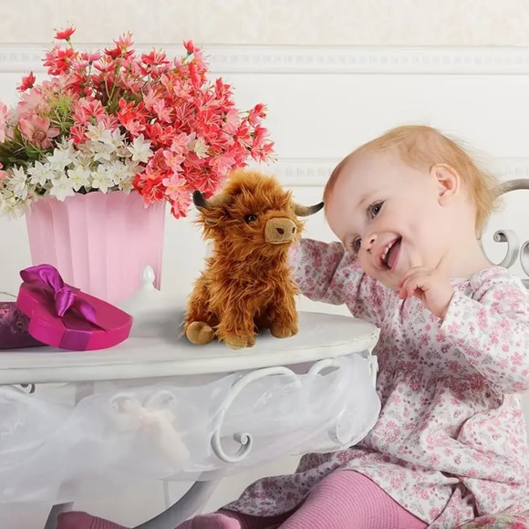 NIB Highland Cow Plush Toy 11'', Cute Highland Cattle Cow Soft Stuffed Animal - Picture 9 of 10